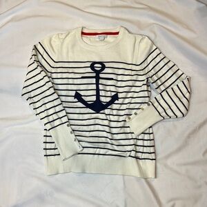 Nautica White and Navy Spring Sweater Large